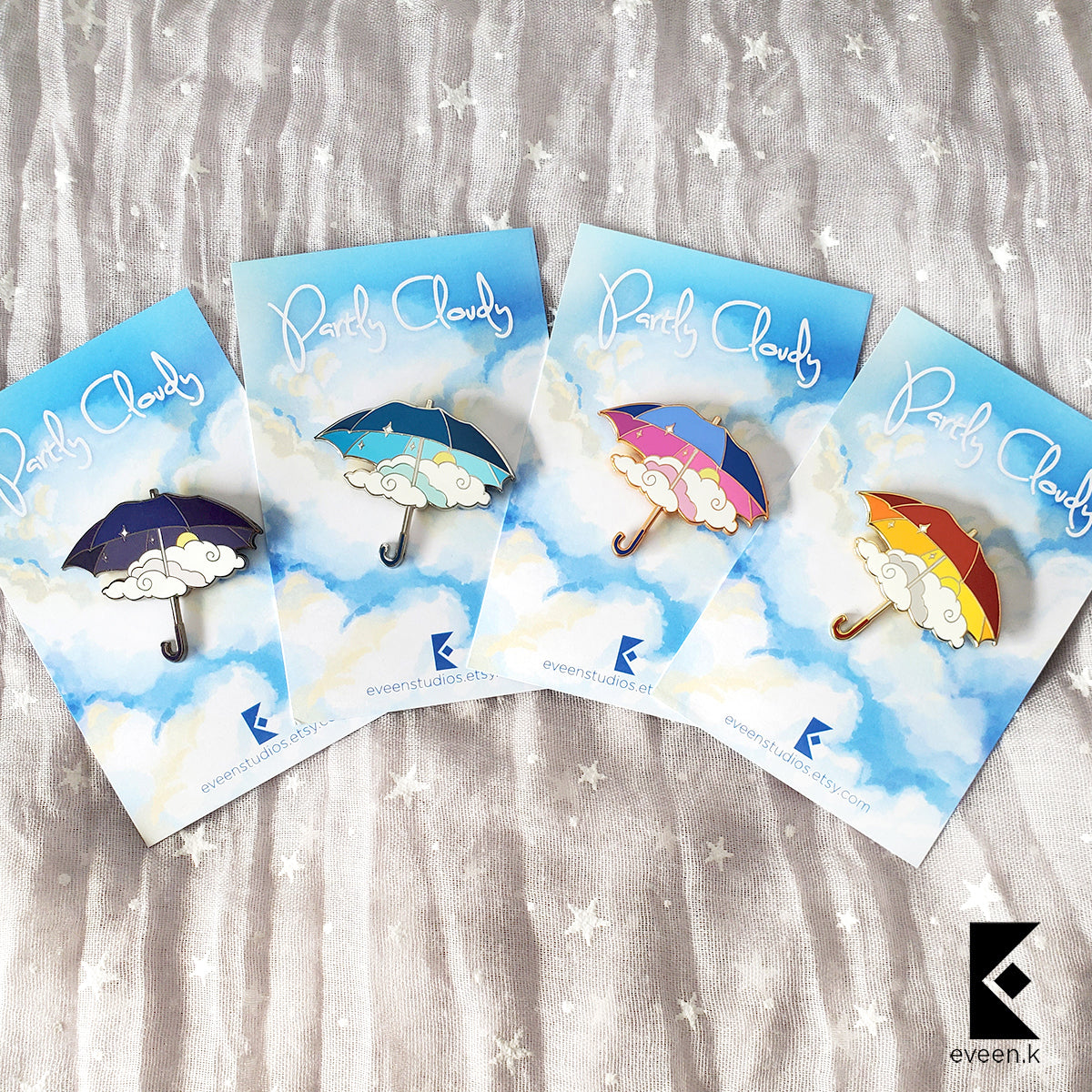Partly Cloudy Umbrella Enamel Pin