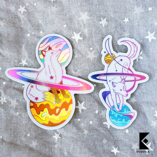 Fox and Dog Holo Vinyl Sticker