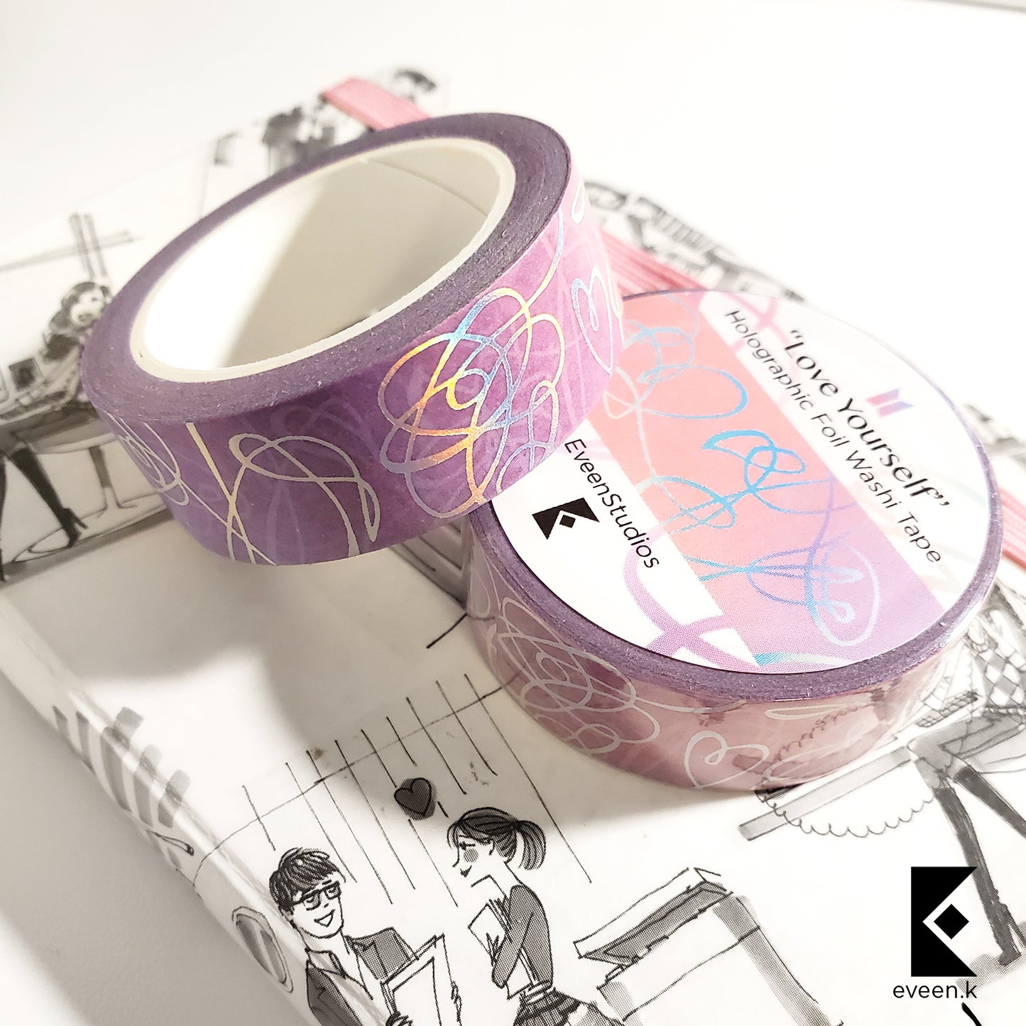 Music Lofi Girl, Silver Holographic Foil Washi Tape