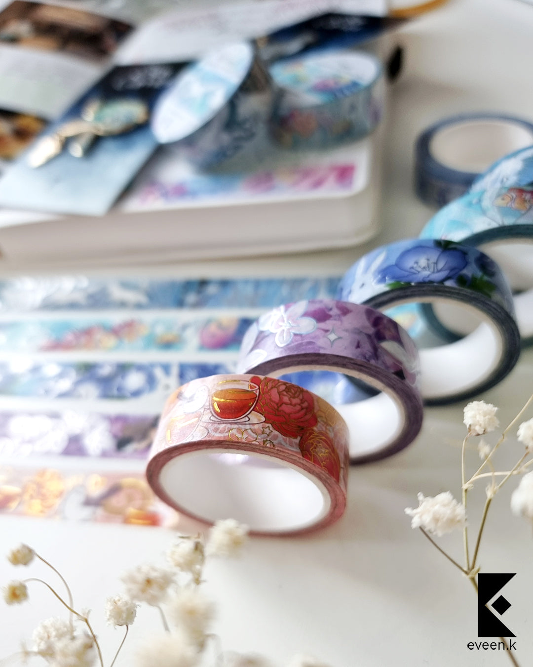 Hydrangea Song Bird, Silver Holographic Foil Washi Tape