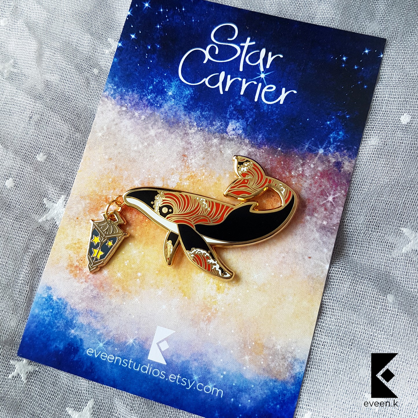 Whale Star Carrier Enamel Pin