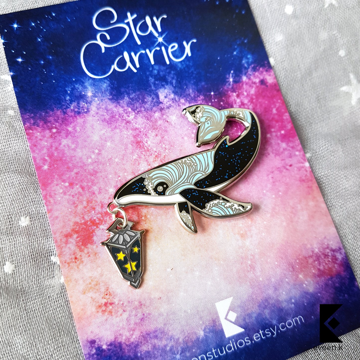 Whale Star Carrier Enamel Pin