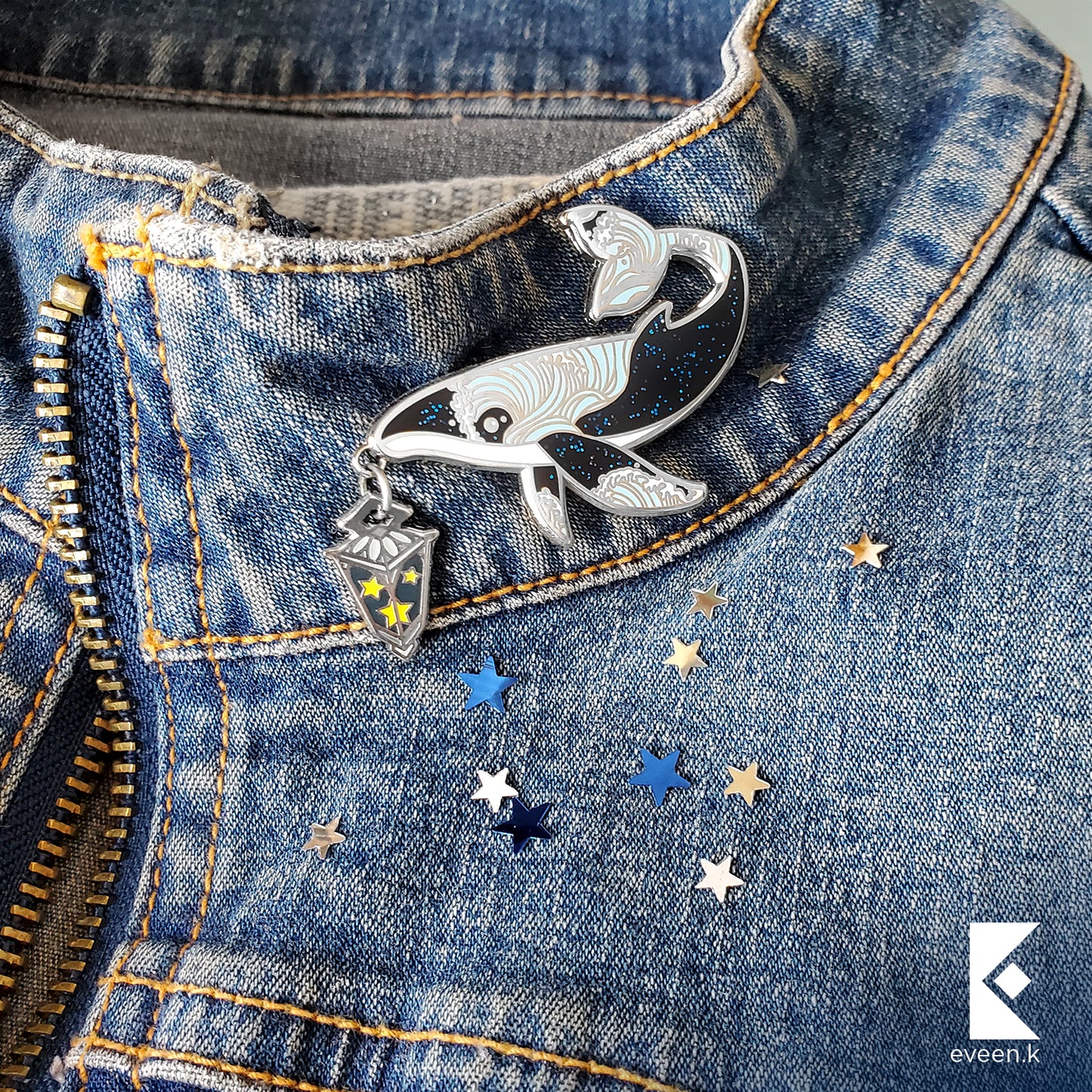 Whale Star Carrier Enamel Pin