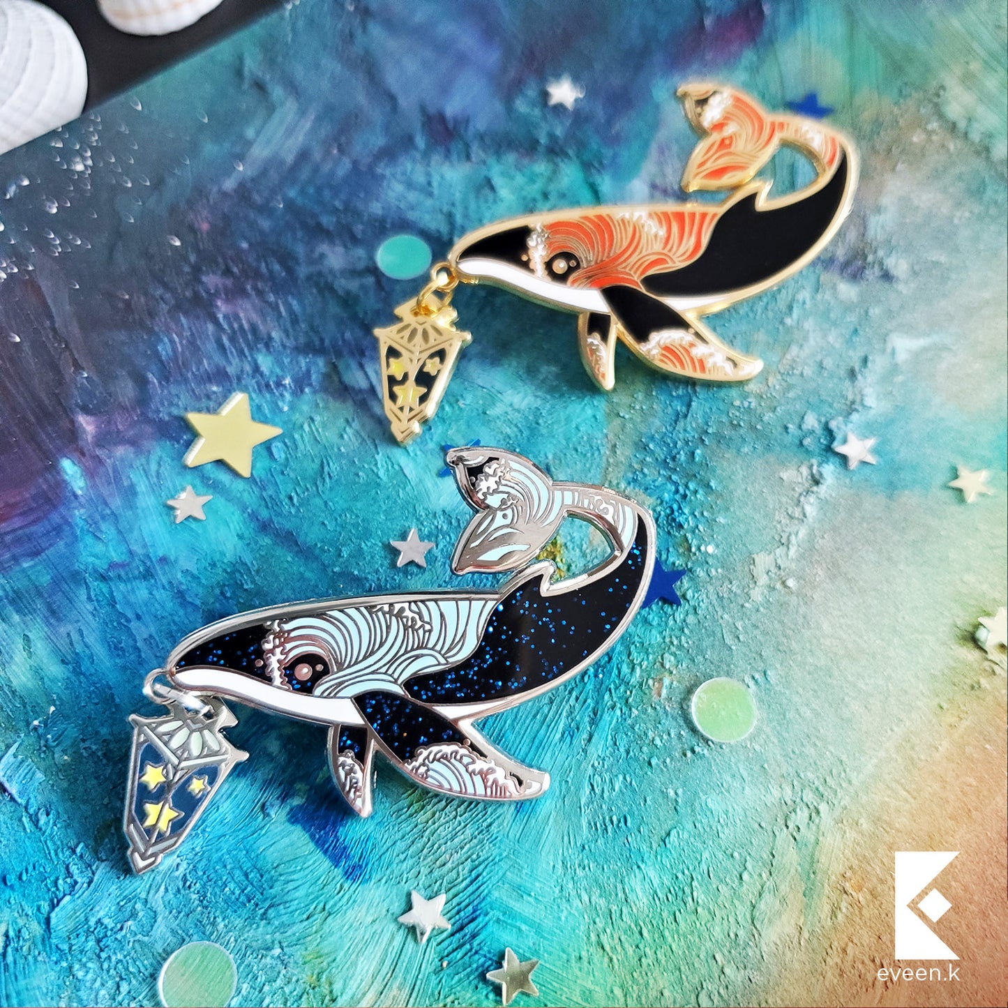 Whale Star Carrier Enamel Pin