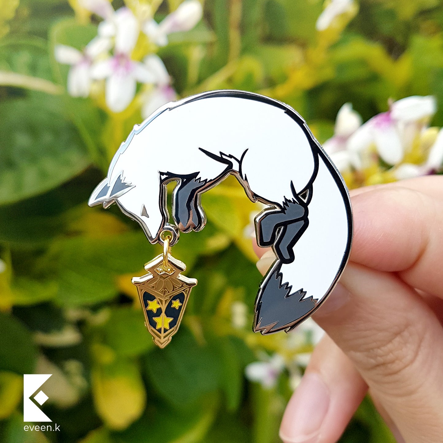 Gold and Silver Fox Star Carrier Enamel Pin