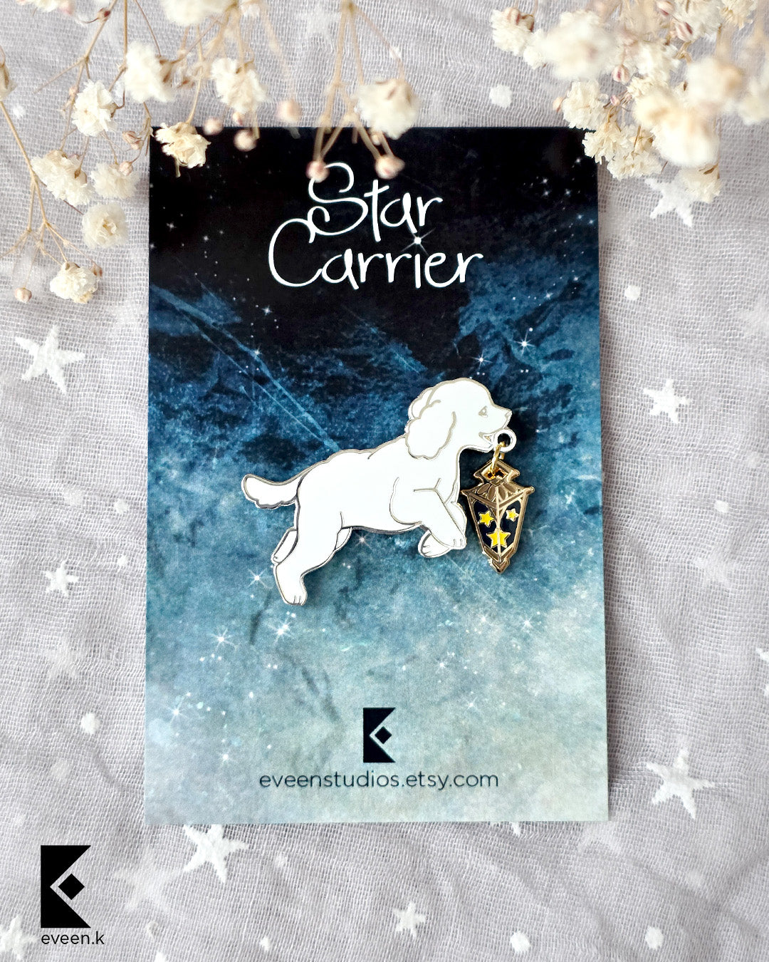 Poodle Star Carrier Enamel Pin