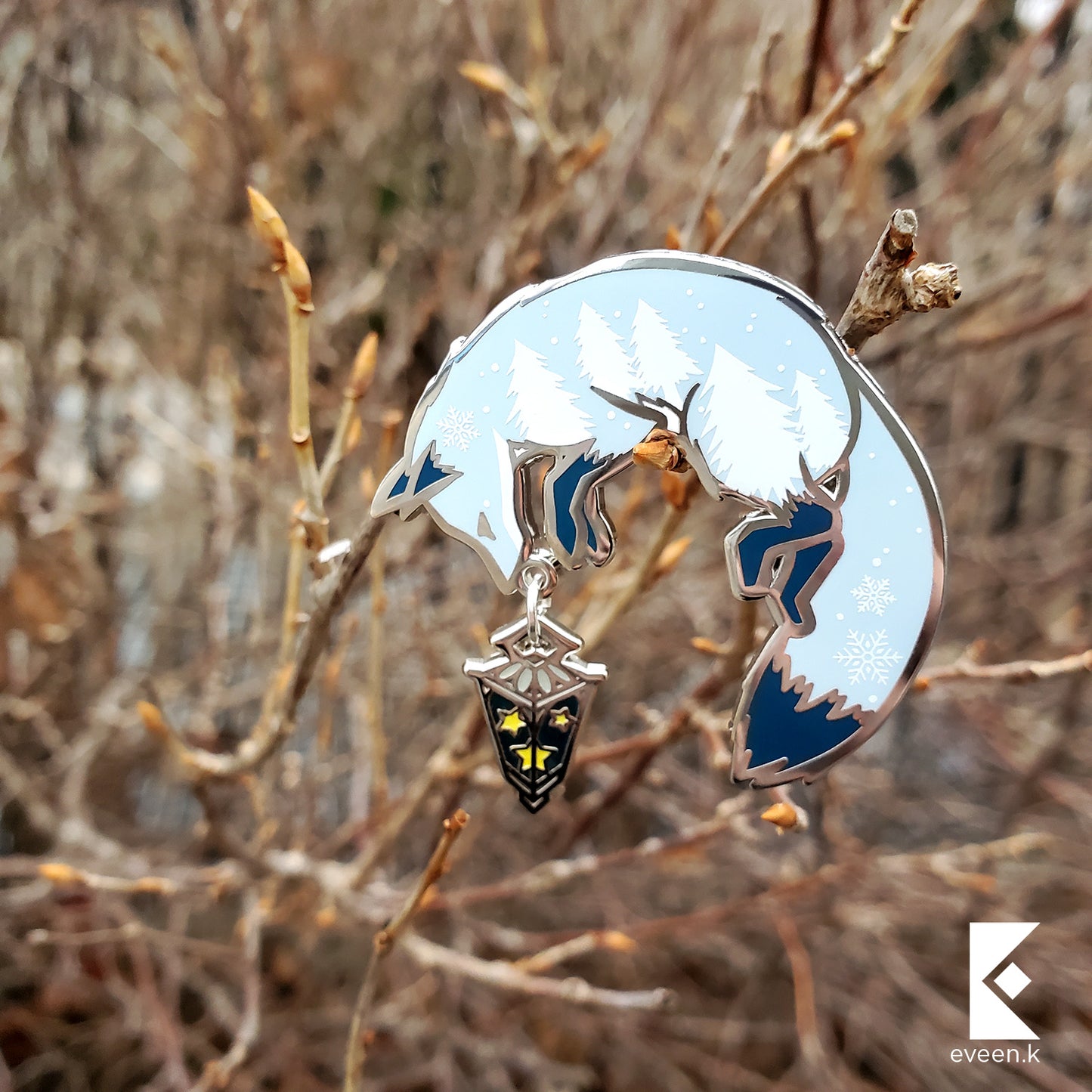 Winter Fox Star Carrier Enamel Pin