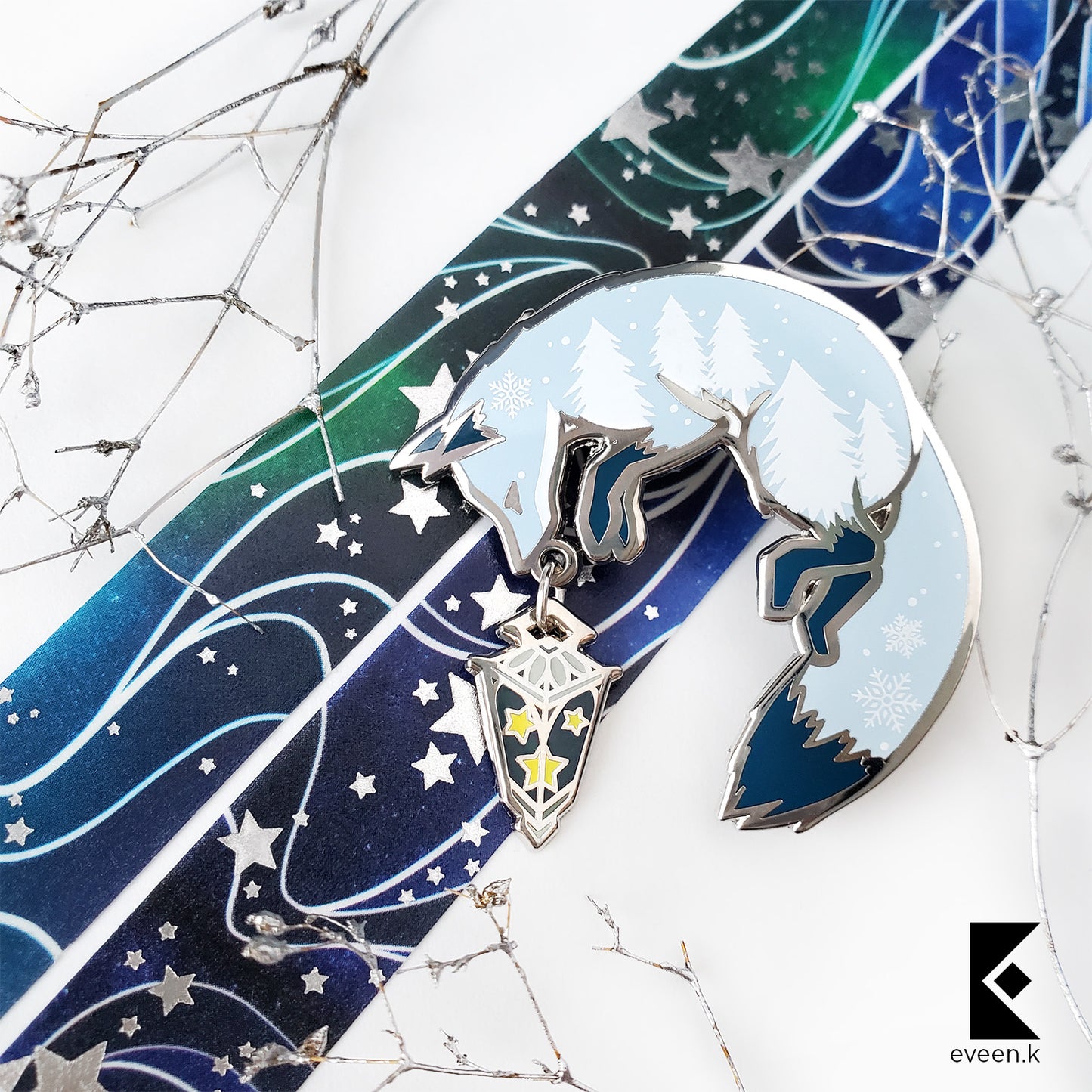 Winter Fox Star Carrier Enamel Pin