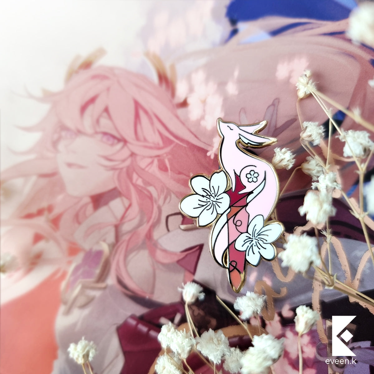 Yae Miko Genshin Emblem Pin